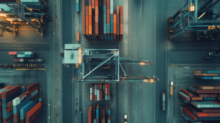 Massive Gantry Cranes at Cargo Freight Station Efficiently Handling Containers and Shipments