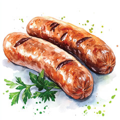 Sausage watercolor clipart illustration