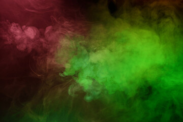 Red and green steam on a black background.