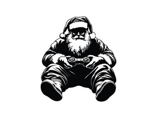 Santa Gaming Silhouette Christmas Art