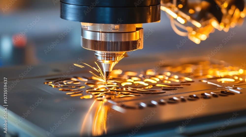 Poster precision cutting on metal with advanced lathe tools in a metalworking workshop, highlighting intric