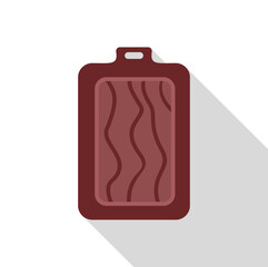 Rectangular brown cutting board with wood grain pattern and hanging hole, kitchen utensil for food preparation