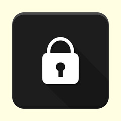 Black padlock app icon.  Security application icon. Lock icon on black button