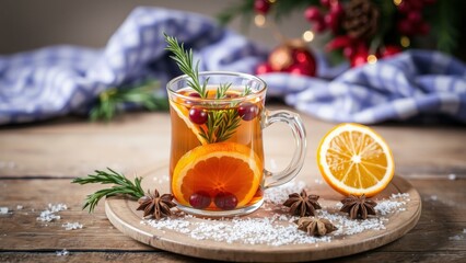 Warm up with a Festive Holiday Drink: Cozy Mulled Wine with Oranges, Cranberries, and Rosemary - Perfect for Christmas Celebrations