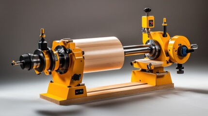 Fototapeta premium Precision Woodworking Lathe with Smoothing Drum for Crafting High-Quality Wooden Objects and Enhancing Artistic Woodwork Projects in a Studio Setting