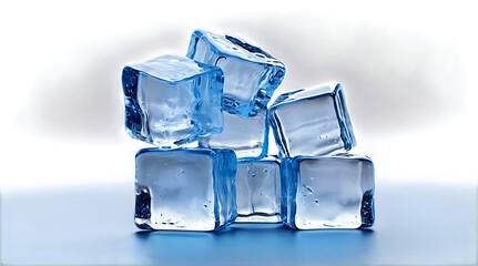 Stacked Ice Cubes with Smooth Background, Isolated on transparent background.
