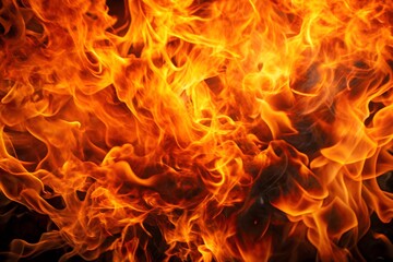 Fototapeta premium Intense orange flames engulfing the dark background