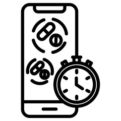 Obraz premium Pill Timer Outline Icon