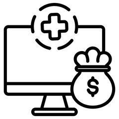 Digital Health Finance Outline Icon