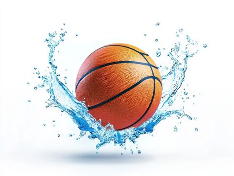 A basketball splashes through clear water capturing the essence of the game in a stunning visual display