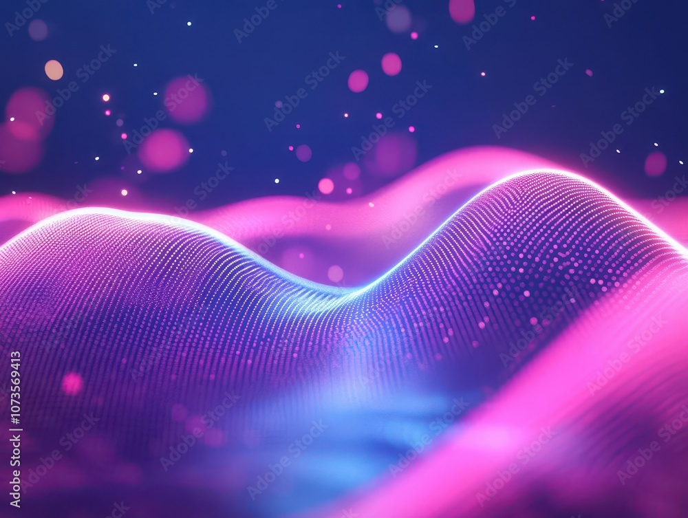 Aufkleber futuristic background showcasing vibrant pink and blue neon wave lines pulsating with energy, combin
