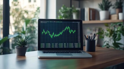 Stock Market Analysis on Laptop