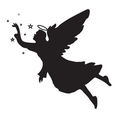 Christmas angel vector iconAngel trumpets.Angel silhouette ..eps10