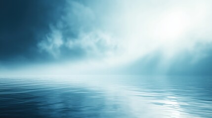 Obraz premium Abstract blue background with blurred light rays and reflection on the floor