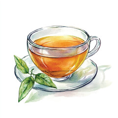 Tea watercolor clipart illustration