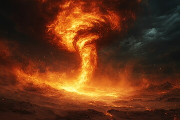 Fire Tornado Apocalypse  Fiery Whirlwind  Burning Sky  Inferno   Destructive Firestorm