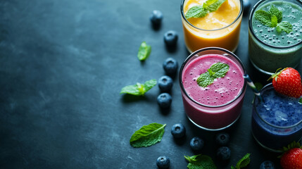 Fruit cocktails or smoothies 