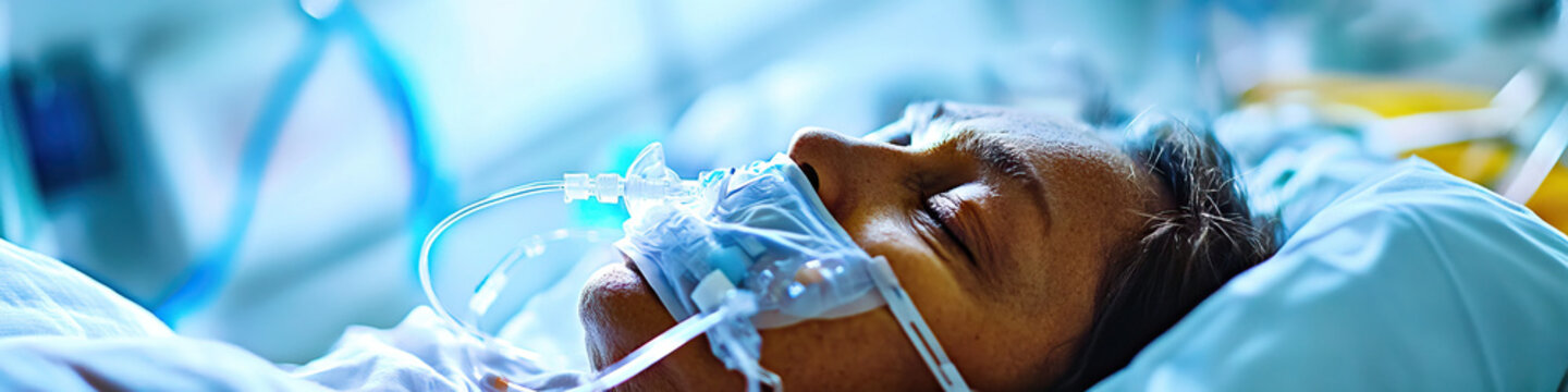 An intubated patient suspended between life and death in an ICU room.