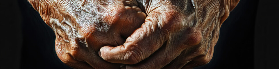 Fototapeta premium Wrinkled hands clenched in anger.