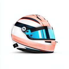 Explore the dynamics of racing helmets isolated on a white background for ultimate visibility and design clarity