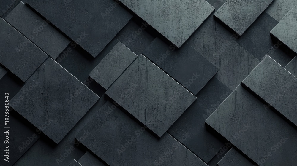 Aufkleber black geometric abstract background. minimal dark gray polygon pattern with different geometric shap