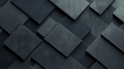 Black geometric abstract background. Minimal dark gray polygon pattern with different geometric shapes. Modern elegant luxury futuristic digital design