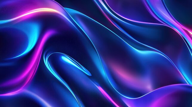 Neon color abstract waves background. Futuristic blue, pink, purple curve lines backdrop. Luxury colorful swirl pattern. Elegant modern design element