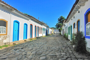 Old Streets in Paraty or Parati - well preserved Portuguese colonial and Brazilian Imperial city  located on the Costa Verde.
