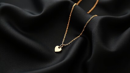 Minimalist Gold Necklace on Black Silk