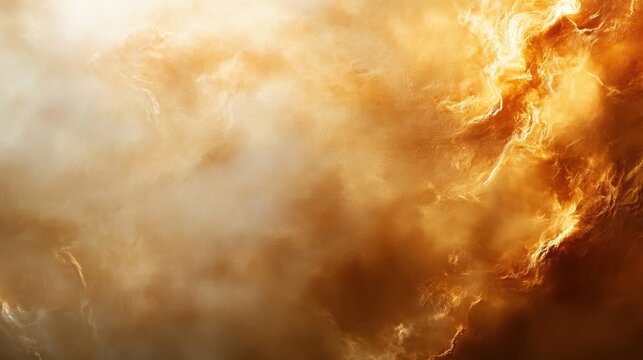 A dynamic scene of swirling clouds featuring brilliant orange and gold hues, evoking dramatic emotions and capturing the essence of energy and transformation.