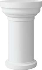 Square hexagon and round white columns podium