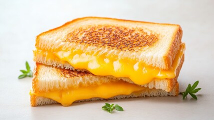 Deliciously melted grilled cheese sandwich stacked high