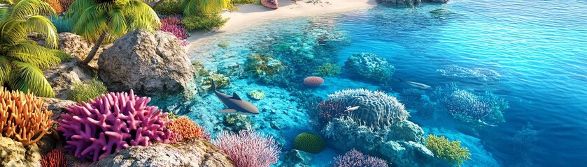 Fototapeta premium Vibrant coral reef under clear blue water