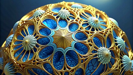 3D colorful Jewelry art forms with golden patterns background texture