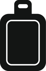 Simple black plastic cutting board with rounded corners and a hole at the top for hanging, isolated on white