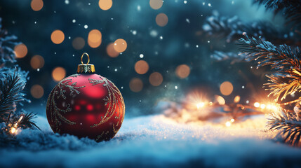 Christmas themed poster, space for text. 