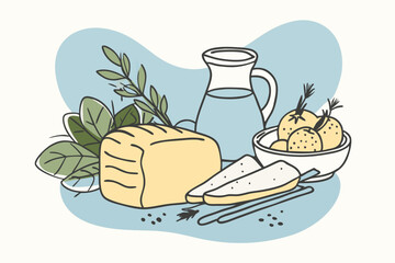 Rustic Farm-to-Table Food Illustration