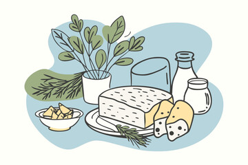 Rustic Farm-to-Table Food Illustration