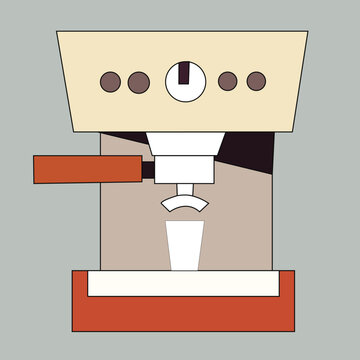 Coffee Machine.Making Hot Espresso or Cappuccino Concept. 