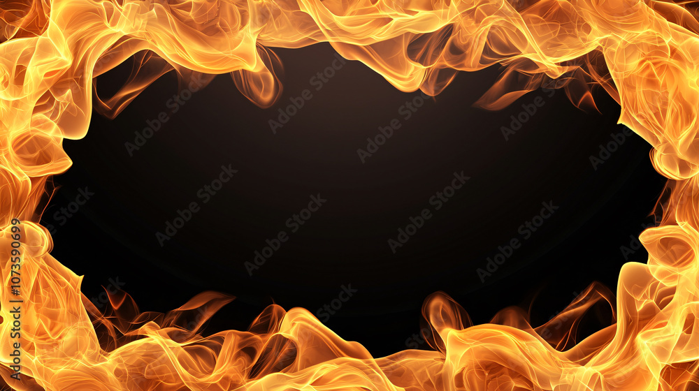Poster abstract flame pattern with vibrant colors and hidden symbols