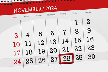 Calendar 2024, deadline, day, month, page, organizer, date, November, thursday, number 28