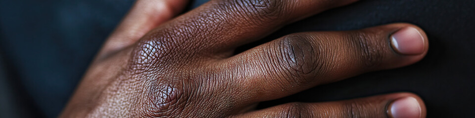 Jittery Heart: A hand trembling against a chest, revealing the physical effects of fear and unease.