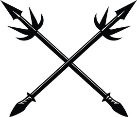 Crossed harpoon silhouette vector illustration Poseidon tridents icon