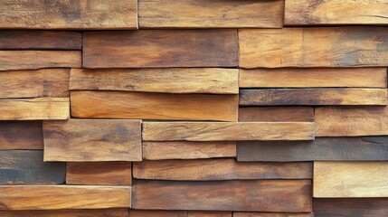Naklejka premium Rustic wooden wall paneling with warm tones of brown and a textured surface. This natural material adds warmth and character to any space.