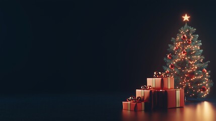 Christmas themed poster, space for text. 