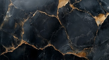 High-contrast black and gold marble texture, dramatic veining, glossy finish, luxury material concept