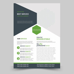 A4 Size Creative simple Corporate business flyer template design with black color natural shape 