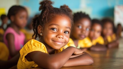 Smiling Girl in Classroom