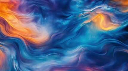 Fototapeta premium Abstract background with swirling blue, orange, and purple colors.