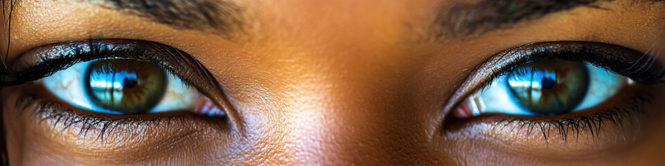 Fototapeta premium Flinching Eyes: A person's eyes darting around rapidly, trying to avoid a looming fear.